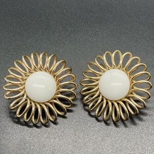 Vintage 1970's Signed Emmons Gold and Enamel Clip Earrings, Estate